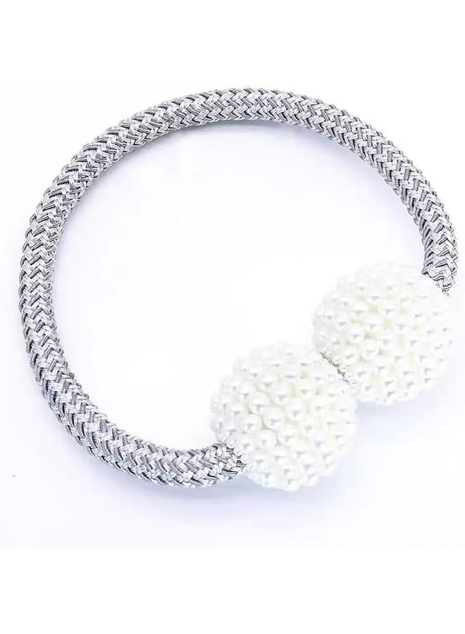 2Pack Magnetic Curtain Tiebacks Decorative Curtain Tiebacks Buckles Holdbacks for Home Bedroom Office Curtain Decor (Grey) - Image 2