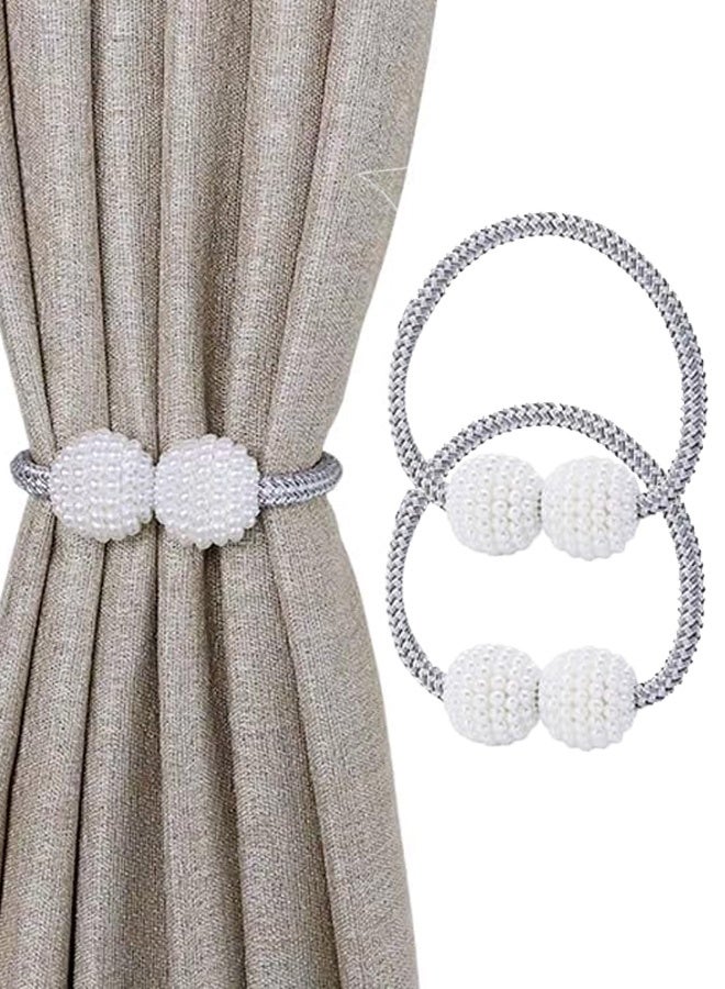 2Pack Magnetic Curtain Tiebacks Decorative Curtain Tiebacks Buckles Holdbacks for Home Bedroom Office Curtain Decor (Grey) - Image 1