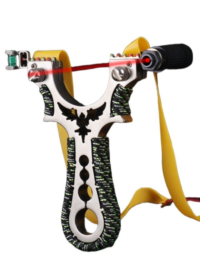 nihao New Stainless Steel Outdoor Laser Aiming Flat Rubber Band Adult Slingshot With Safety Ammo Balls 300pcs and Rubber Bands 2pcs - Image 1