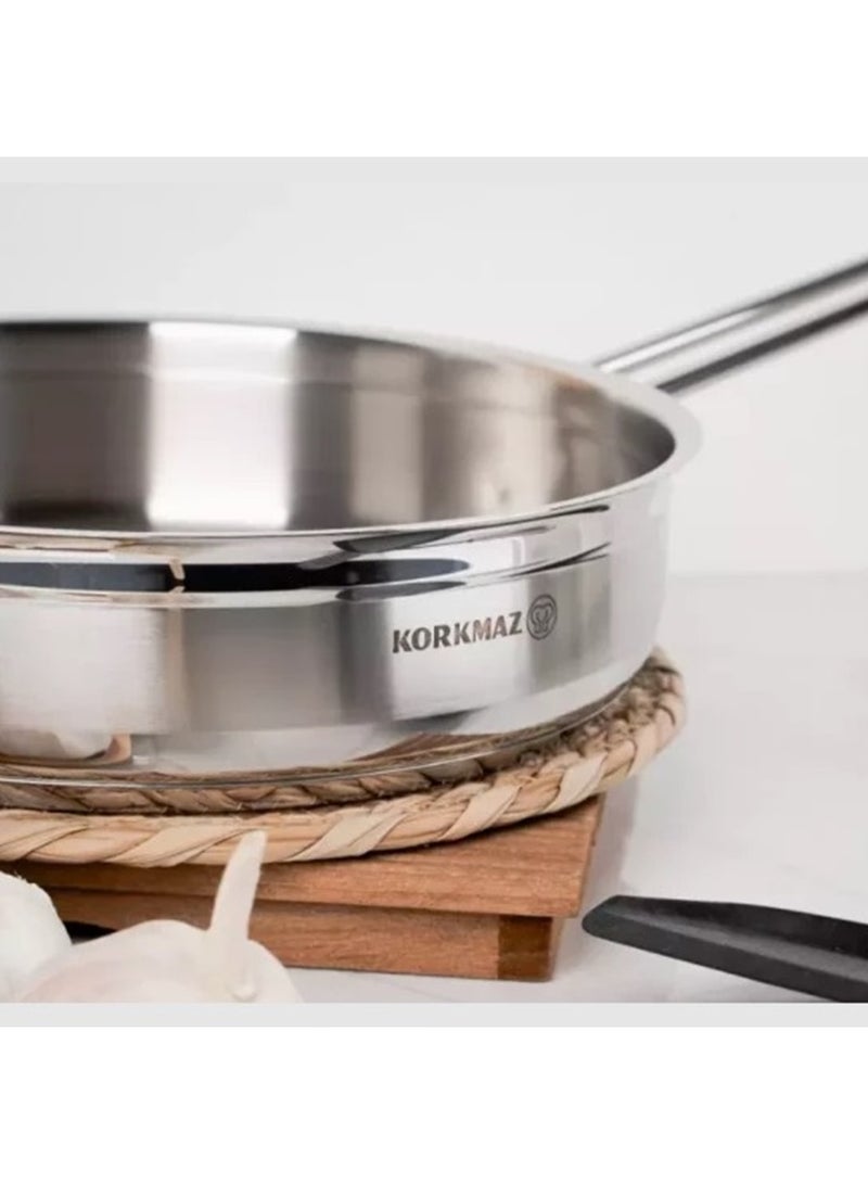 Korkmaz High-quality stainless steel frying pan from Korkmaz size 26 cm  - Image 4