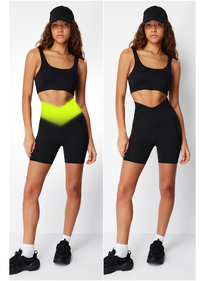 trendyol - Black Extra Tightening Waist Knitted Sports Shorts Leggings THMSS24TY00014 - Image 1