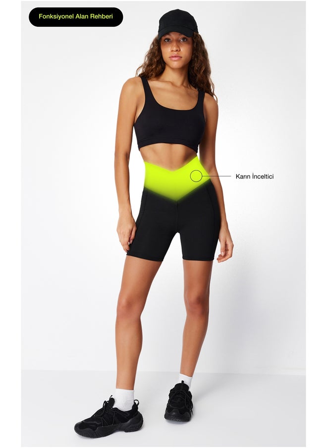 trendyol - Black Extra Tightening Waist Knitted Sports Shorts Leggings THMSS24TY00014 - Image 1