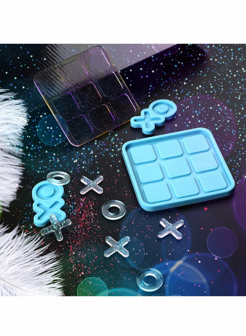 واي آند دي Tic Tac Toe Resin Mold with 4 Chess Pieces Molds, X O Board Game Silicone Molds for Casting,DIY Tabletop - Image 3