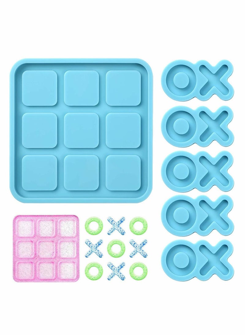 واي آند دي Tic Tac Toe Resin Mold with 4 Chess Pieces Molds, X O Board Game Silicone Molds for Casting,DIY Tabletop - Image 1