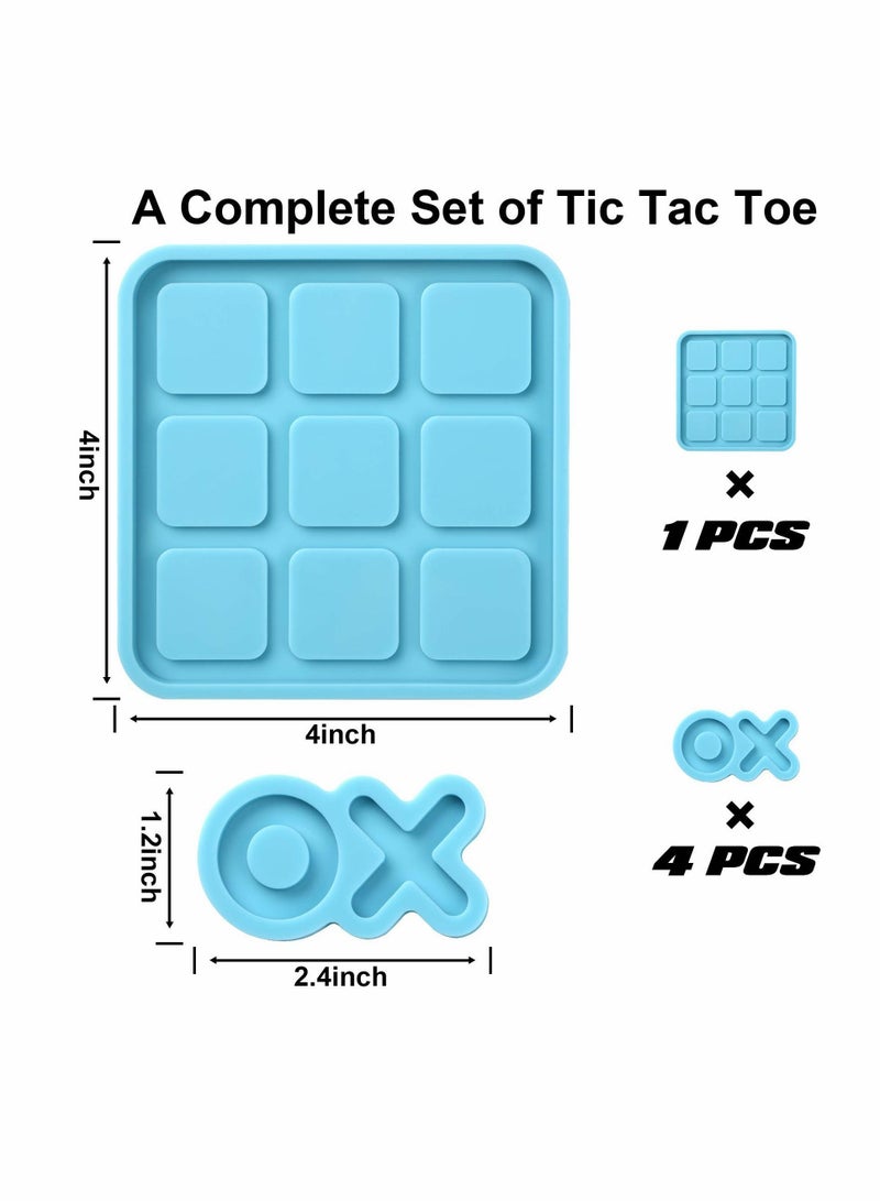 واي آند دي Tic Tac Toe Resin Mold with 4 Chess Pieces Molds, X O Board Game Silicone Molds for Casting,DIY Tabletop - Image 4