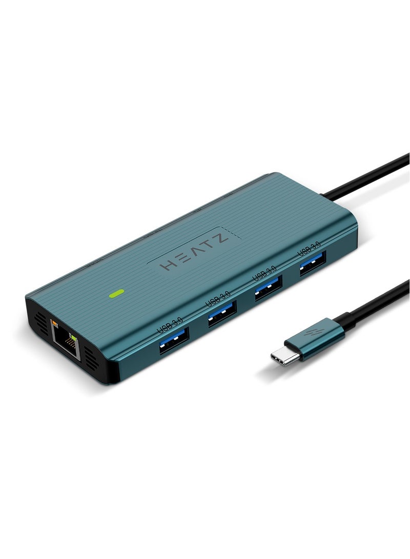هيتز موزع USB-C (النوع C) (10 في 1، شاشة مزدوجة) ومخرج Ultra 4k باللون الرمادي - Image 1