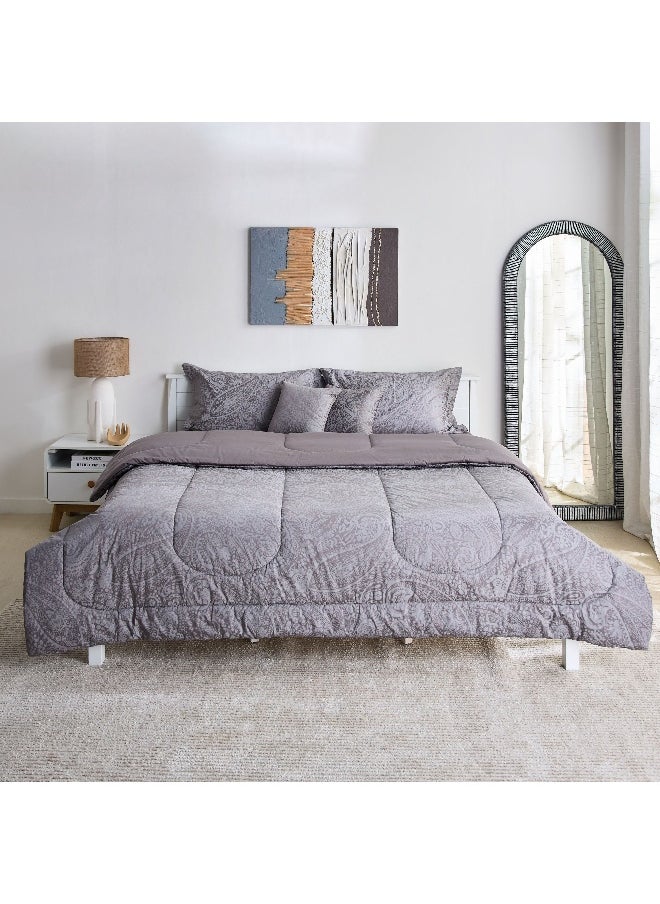 Home Box Opulent Luxe 5-Piece Cotton Jacquard Khadi Print Super King Comforter Set - 200x200 cm  - Image 4