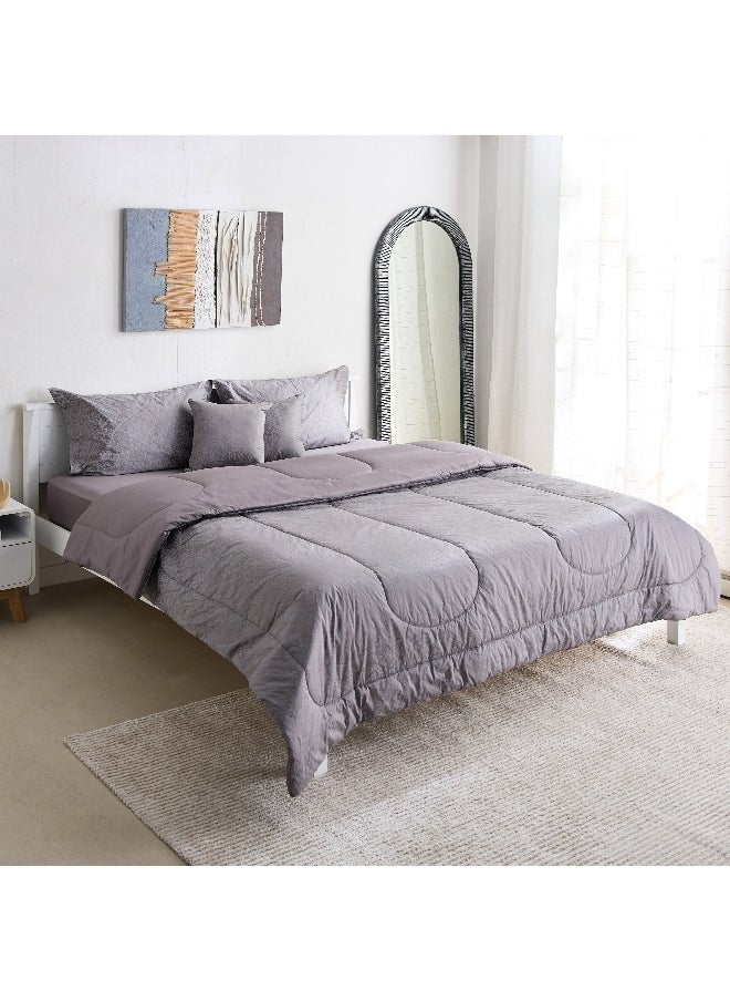 Home Box Opulent Luxe 5-Piece Cotton Jacquard Khadi Print Super King Comforter Set - 200x200 cm  - Image 3