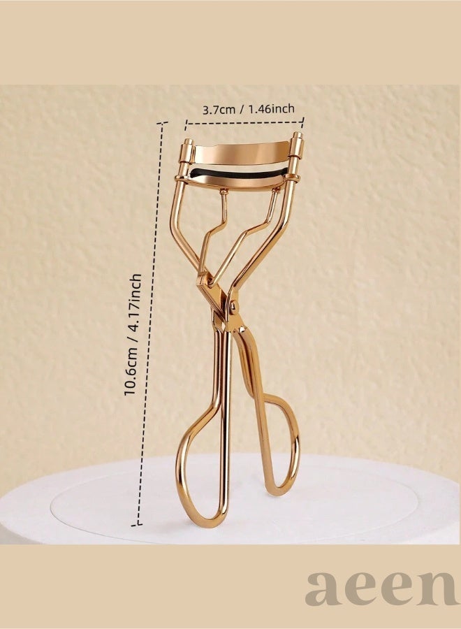 aeen Gold Stainless Steel Eyelash Curler with 5 Replaceable Silicone Pads – Professional Lash Curler with Retractable Spring - Image 5