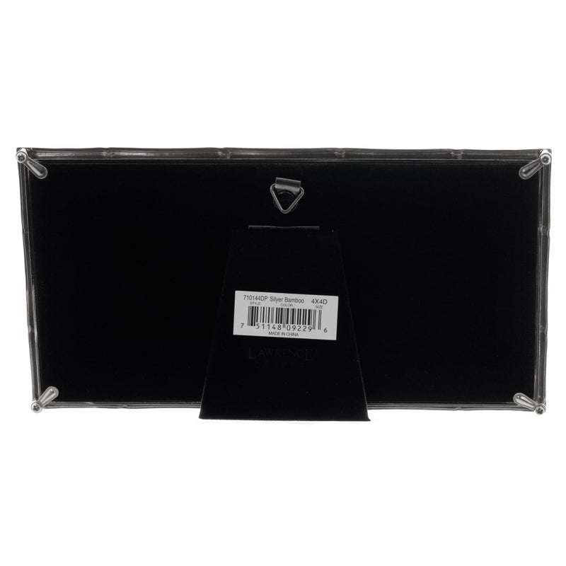 Lawrence Frames 4x4 Double Silver Metal Picture Frame with Bamboo Design - Image 4