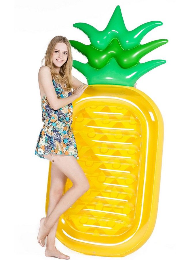 Jasonwell Giant 76" Pineapple Pool Party Float Raft Summer Beach Swimming Pool Inflatable Floatie Lounge Pool Lounger Party Water Toys Pool Raft For Kids Adults - Image 2