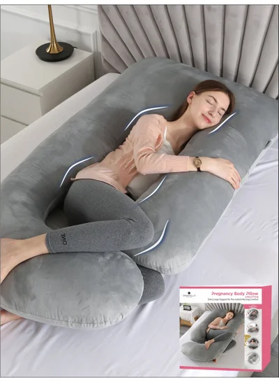 Donetella G-Shape Pregnancy Pillow – 180 cm Full Body Maternity Support Pillow with Removable Washable Velvet Cover – Support for Back, Legs, Belly & Hips – Ansonia