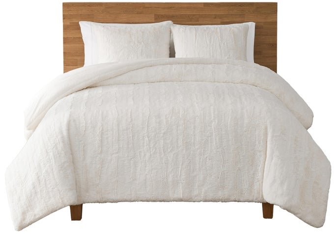 13712 ALONDRA KING COMFORTER SET SOFT COZY BEDDING FAUX FUR COMFORTER AND TWO PILLOW SHAMS HOTEL STYLE LUXURY BLANKET SET FOR BEDROOM ACCENTS KING SNOW