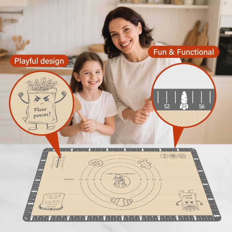 Mimekitchen Silicone Baking Mat With Cookie Recipes  Extra Thick Silicone Mat For Baking Macaron  Bread  Pizza  Non Stick Pastry Mat For Dough Rolling Out  Heat Resistant To 480F Gift For Baker - Image 2