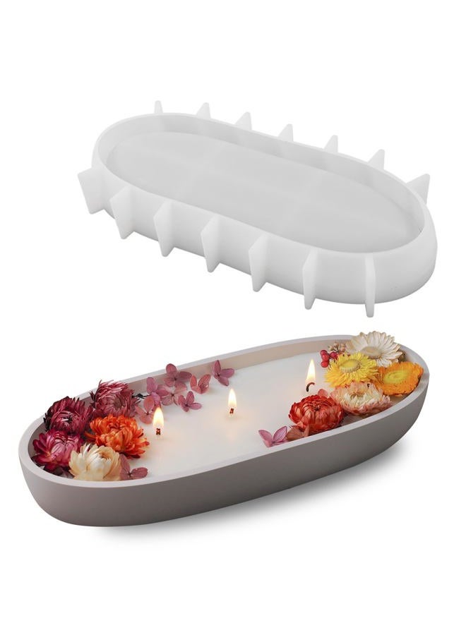 Wehous Large Bowl Resin Mold, 11.6'' Oval Bowl Silicone Molds for Resin Concrete Cement, Epoxy Casting Mold for Jewelry Makeup Storage Container Candle Boat Succulent Pot, Table Home Decoration - Image 1