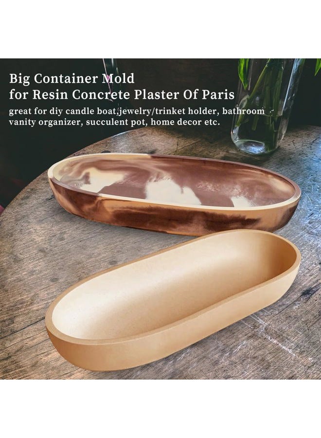 Wehous Large Bowl Resin Mold, 11.6'' Oval Bowl Silicone Molds for Resin Concrete Cement, Epoxy Casting Mold for Jewelry Makeup Storage Container Candle Boat Succulent Pot, Table Home Decoration - Image 2
