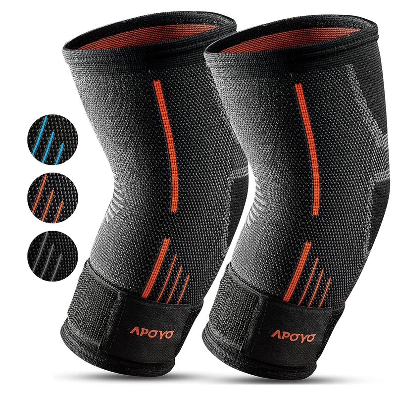 APOYO Elbow Brace for Tendonitis and Tennis Elbow, (Pair) Compression Sleeve for Arthritis, Workouts, Reduce Joint Pain During Fitness Activity (Small) - Image 1