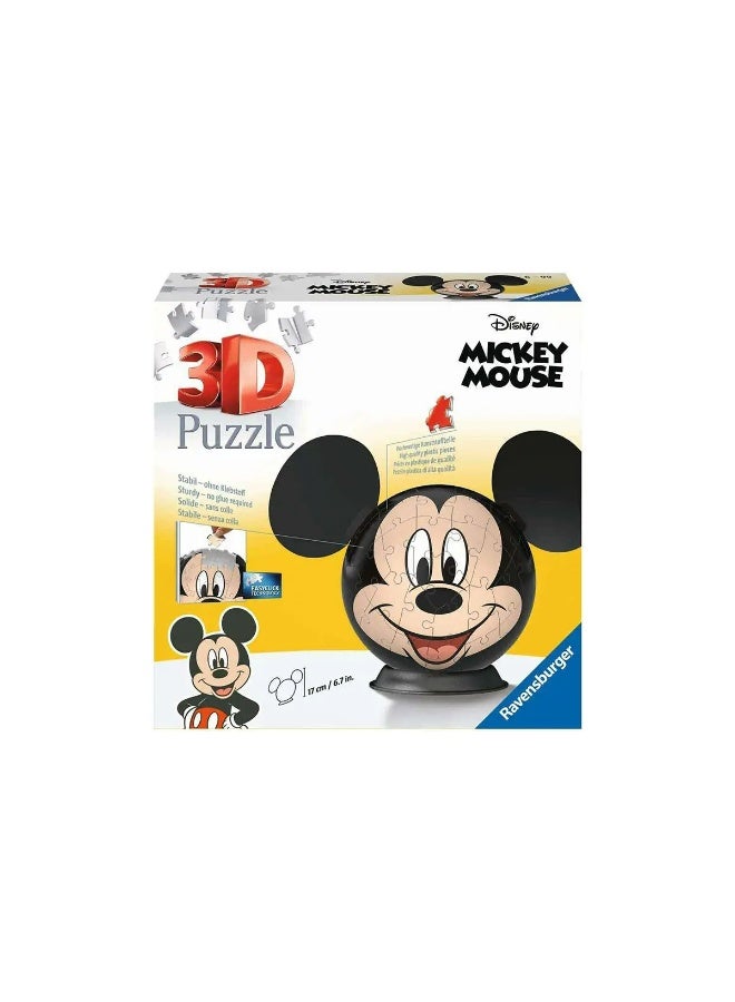 Ravensburger Disney Mickey Mouse 3D Puzzle Ball 77 Pieces | 17 cm Sphere with Decorative Ears, Rotating Stand â€“ No Glue Needed, Easy Click Assembly | 11761â€‘1
