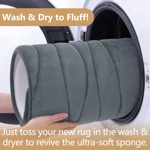 Buganda Memory Foam Bathroom Rug Mat 24x16, Extra Soft and Absorbent Bath Mats, Non-Slip and Machine Washable Bath Rugs for Bathroom Floor,Tub and Shower, Dark Grey - Image 5