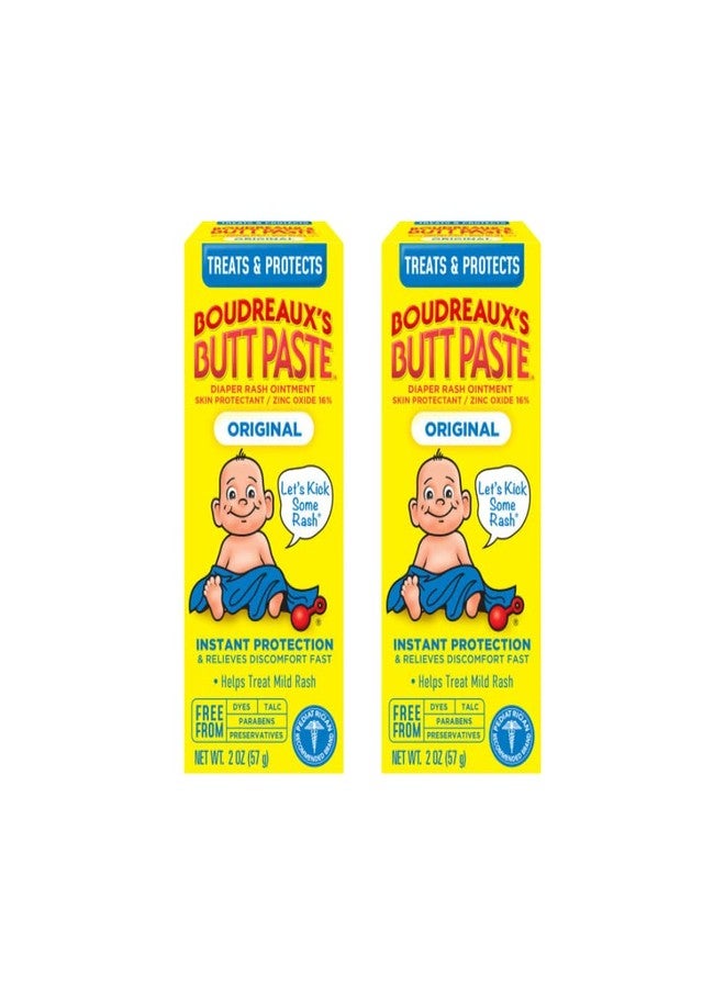 Boudreaux's Butt Paste Original Diaper Rash Cream, Ointment for Baby, 2 oz Tube (Pack of 2) - Image 1