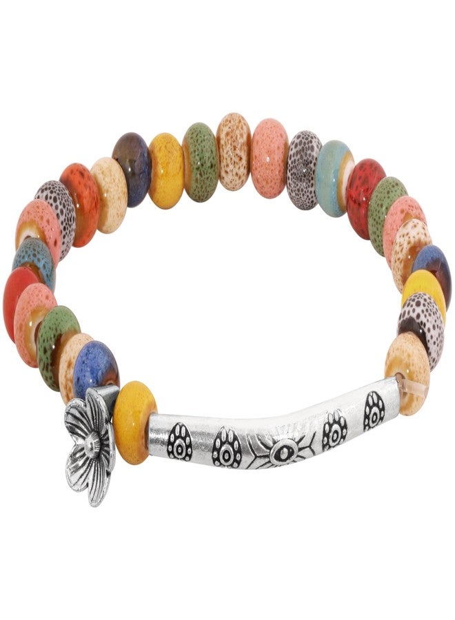 MINACHI Bohemian Colorful Ceramic Bead Bracelet, Floral Charm, Personality Cool Jewelry for Women - Image 1
