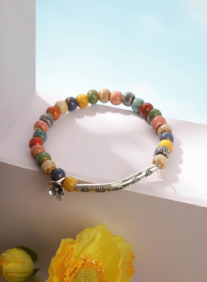 MINACHI Bohemian Colorful Ceramic Bead Bracelet, Floral Charm, Personality Cool Jewelry for Women - Image 5