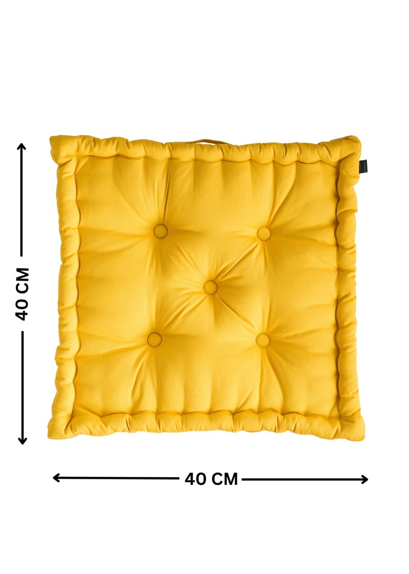 SKANDA FAB Floor Cushion Premium Hand-Plotted Reversible Cotton Floor Cushions | Polyester Fill | 100% Cotton Twill | Durable & Stylish (Mustard Yellow 40 x 40 x 8 cm (Pack of 2)) - Image 2