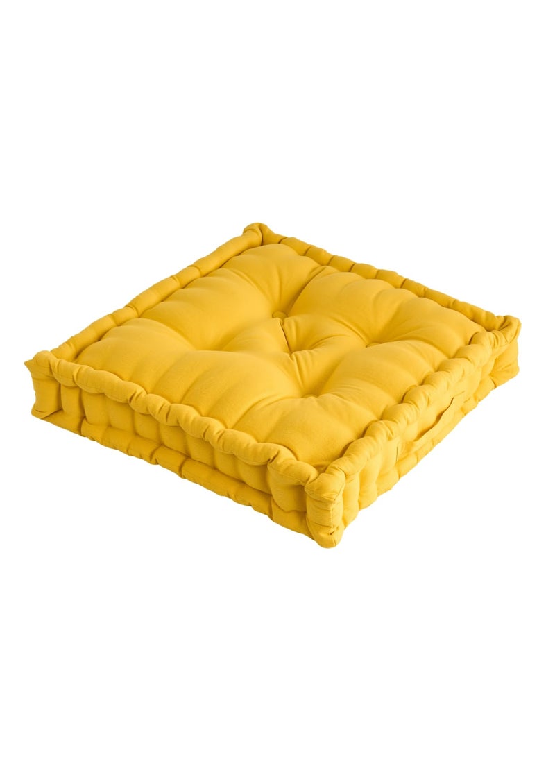 SKANDA FAB Floor Cushion Premium Hand-Plotted Reversible Cotton Floor Cushions | Polyester Fill | 100% Cotton Twill | Durable & Stylish (Mustard Yellow 40 x 40 x 8 cm (Pack of 2)) - Image 3
