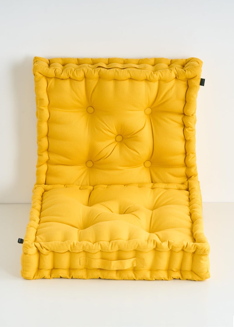 SKANDA FAB Floor Cushion Premium Hand-Plotted Reversible Cotton Floor Cushions | Polyester Fill | 100% Cotton Twill | Durable & Stylish (Mustard Yellow 40 x 40 x 8 cm (Pack of 2)) - Image 5
