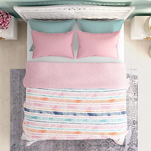 Wakefit Dohar Double Bed | 100% Cotton Blanket for Double Size Bed, Quilt | 110 GSM | Reverisible AC Blanket | 90x82 Inches - Tropica Peach - Image 4