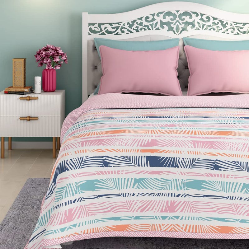 Wakefit Dohar Double Bed | 100% Cotton Blanket for Double Size Bed, Quilt | 110 GSM | Reverisible AC Blanket | 90x82 Inches - Tropica Peach - Image 5