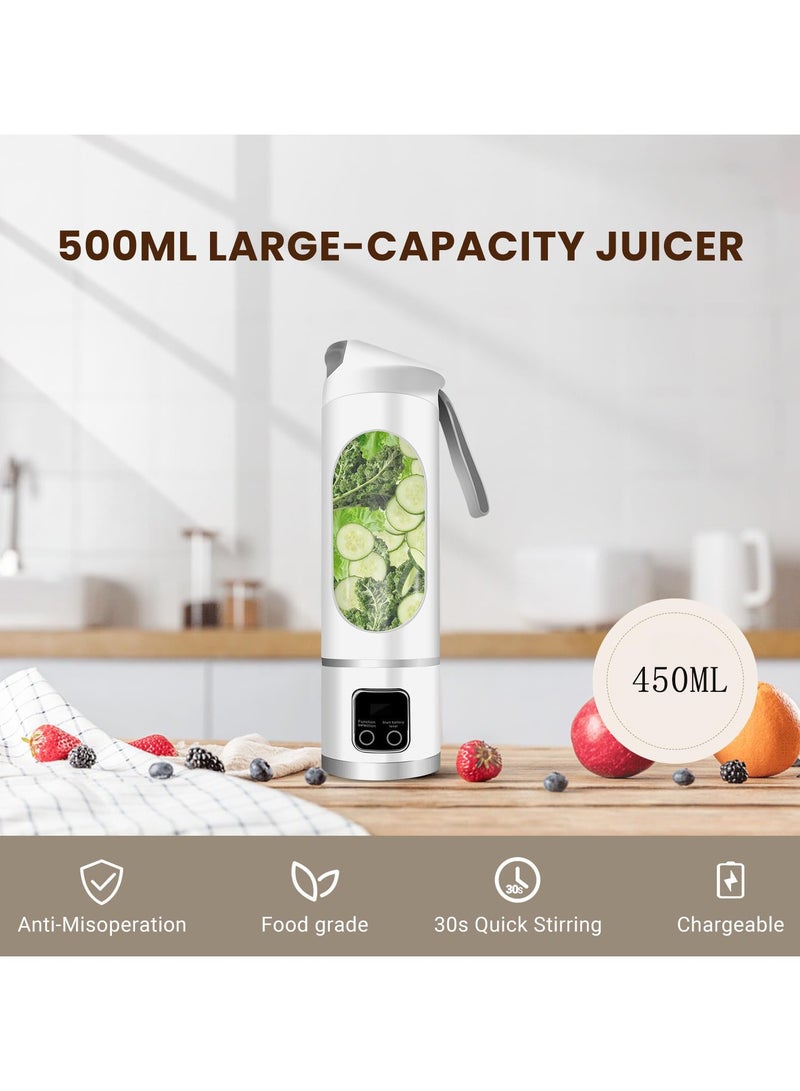 فلوشرينيك عصّارة USB كهربائية شخصية محمولة، عصّارة محمولة، عصّارة محمولة، خلاط صغير، خلاط محمول للميلك شيك والعصائر، عصّارة بـ 12 شفرة، مثالية للخلط، صغيرة الحجم، مريحة، متعددة الوظائف (أبيض) - Image 3