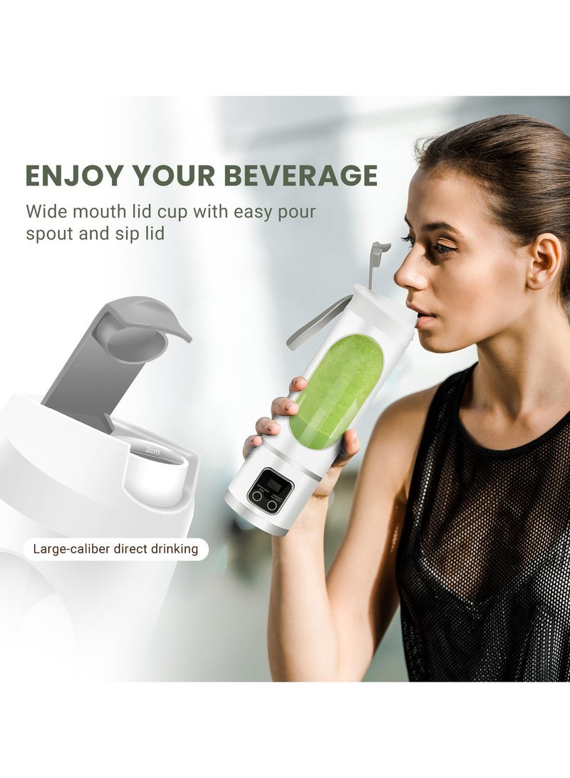 فلوشرينيك عصّارة USB كهربائية شخصية محمولة، عصّارة محمولة، عصّارة محمولة، خلاط صغير، خلاط محمول للميلك شيك والعصائر، عصّارة بـ 12 شفرة، مثالية للخلط، صغيرة الحجم، مريحة، متعددة الوظائف (أبيض) - Image 4