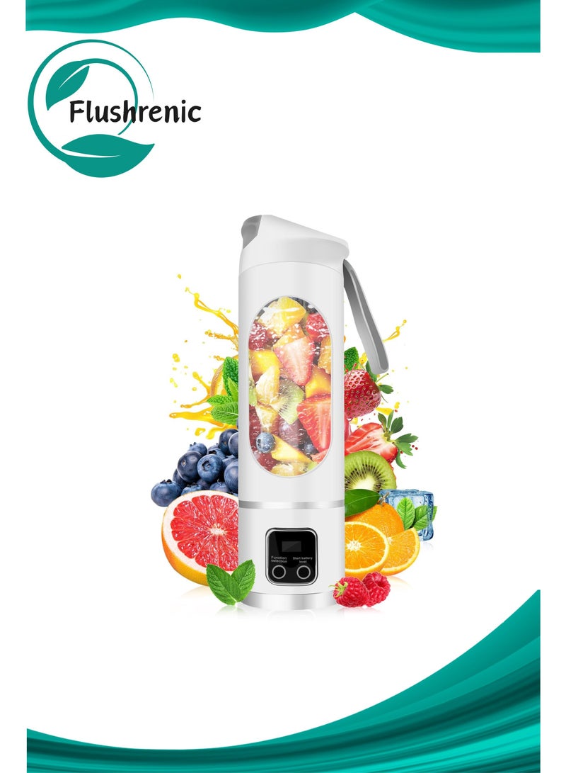 فلوشرينيك عصّارة USB كهربائية شخصية محمولة، عصّارة محمولة، عصّارة محمولة، خلاط صغير، خلاط محمول للميلك شيك والعصائر، عصّارة بـ 12 شفرة، مثالية للخلط، صغيرة الحجم، مريحة، متعددة الوظائف (أبيض) - Image 1