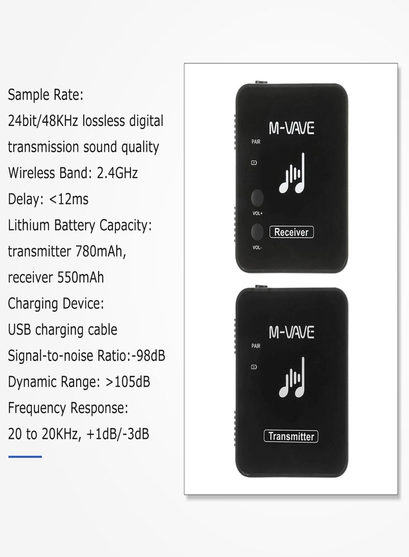 M-VAVE WP-10 2.4GHz Wireless Earphone Monitor Transmission System Rechargeable Transmitter & Receiver - Image 4