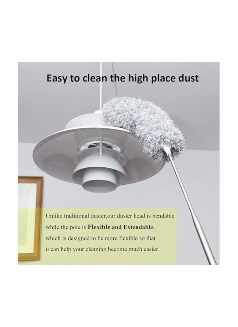 DELUX Microfiber Feather Duster Extendable Duster with 100 inches Extra Long Pole, Bendable Head & Long Handle Dusters for Cleaning Ceiling Fan, High Ceiling, Blinds, Furniture & Cars  - Image 2