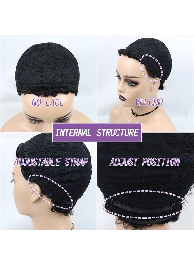 hairyhme Afro Kinky Curly Human Hair Short Wigs for Women, Full and Fluffy Machine Made Wig Human Hair Pixie Cut Natural Looking Glueless Hair Replacement Wig Black Color (Afro) - Image 5