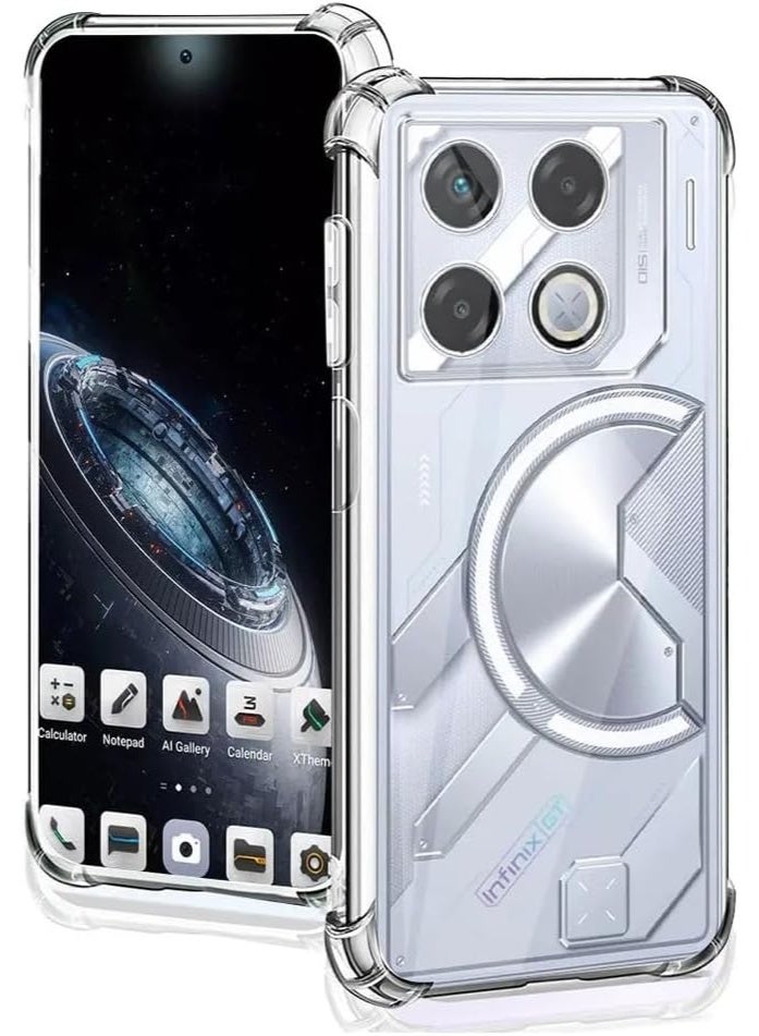 جراب متوافق مع هاتف Infinix GT 20 Pro 5G، غطاء شفاف من السيليكون (TPU) مقاوم للصدمات، مزود بحماية للكاميرا وزوايا معززة ضد الصدمات - شفاف. - Image 2