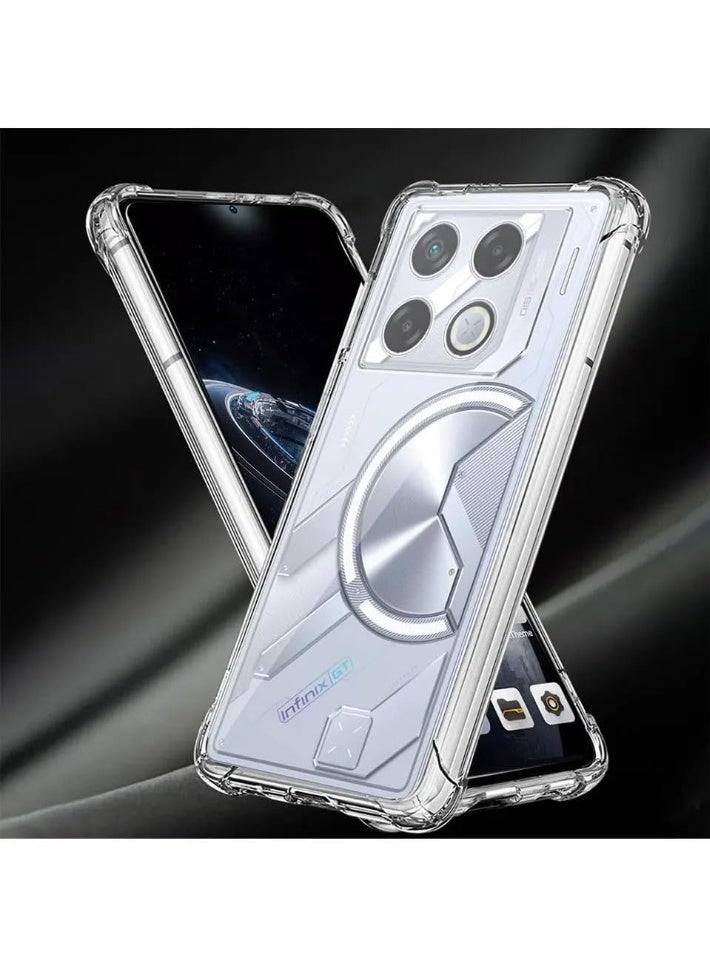 جراب متوافق مع هاتف Infinix GT 20 Pro 5G، غطاء شفاف من السيليكون (TPU) مقاوم للصدمات، مزود بحماية للكاميرا وزوايا معززة ضد الصدمات - شفاف. - Image 3