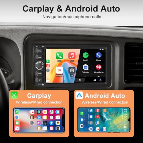 Vratzn Android 13 Car Radio Stereo for Chevrolet Chevy Silverado Impala Tahoe GMC Sierra Yukon 2003 2004 2005 2006 with 2G RAM 64G ROM Backup Camera Wireless Carplay Android Auto GPS FM Bluetooth - Image 3