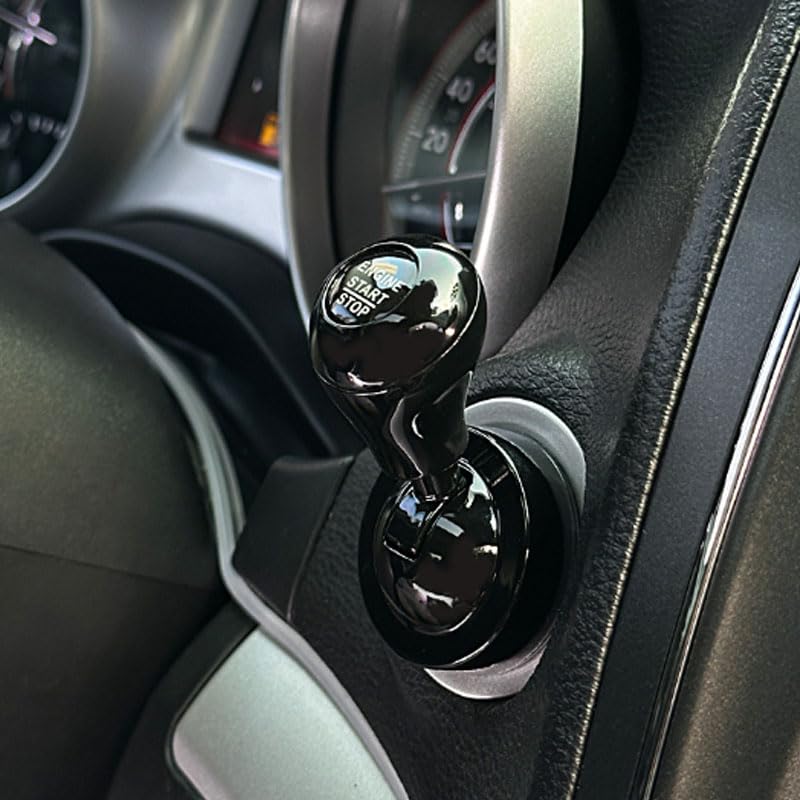 Akexermu Car Joystick Push Start Button Cover, Metal Push to Start Accessories, Car Starter Engine Start Stop Button Cover, Cool Car Accessories Interior Decor Push to Start Button Rocker, Black - Image 1