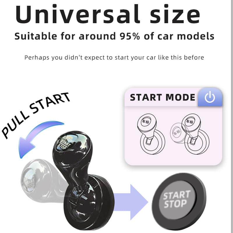 Akexermu Car Joystick Push Start Button Cover, Metal Push to Start Accessories, Car Starter Engine Start Stop Button Cover, Cool Car Accessories Interior Decor Push to Start Button Rocker, Black - Image 3