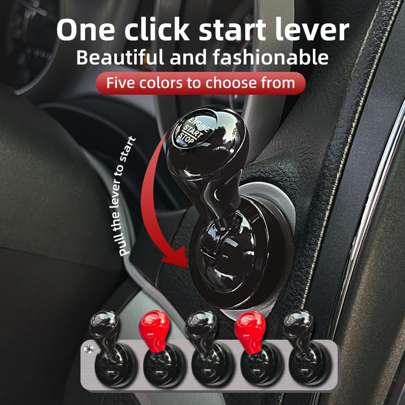 Akexermu Car Joystick Push Start Button Cover, Metal Push to Start Accessories, Car Starter Engine Start Stop Button Cover, Cool Car Accessories Interior Decor Push to Start Button Rocker, Black - Image 2