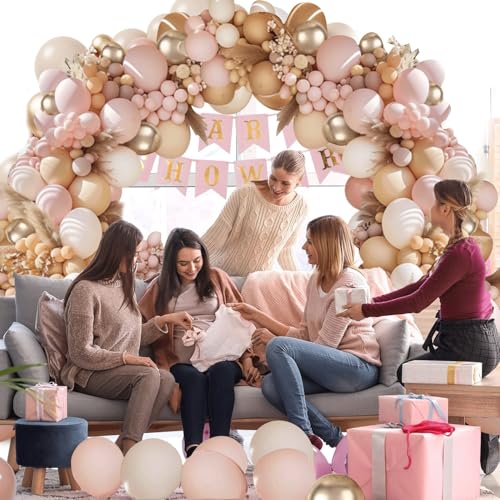Blocesa Dusty Pink White Nude Balloon Arch Kit, Pink and Gold Balloons With White Nude Champagne Gold Balloons for Boho Engagement Wedding Bridal Shower Birthday Birthday Decorations - Image 4