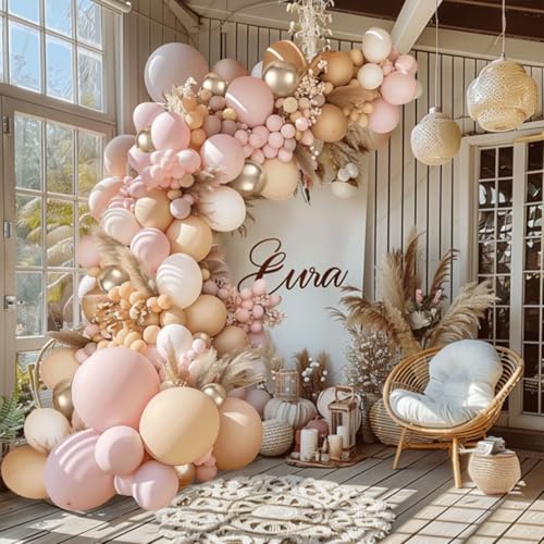 Blocesa Dusty Pink White Nude Balloon Arch Kit, Pink and Gold Balloons With White Nude Champagne Gold Balloons for Boho Engagement Wedding Bridal Shower Birthday Birthday Decorations - Image 5
