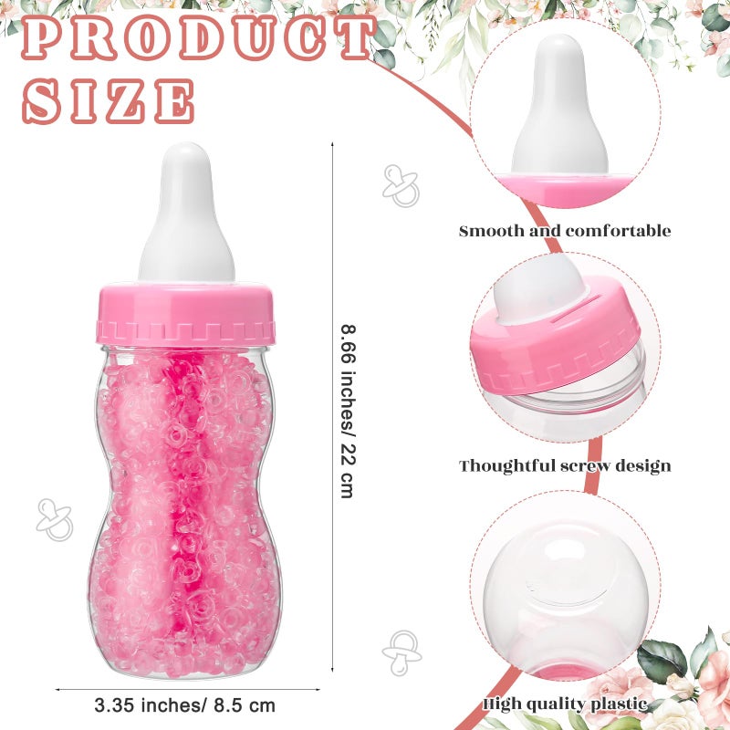 Roowest 512 Pcs Baby Shower Games Guess How Many Pacifiers Sign 100 Small Guessing Games 10 HB Pencils 750ml Milk Bottle 400 Acrylic Pacifiers Decoration for Guest Gender Reveal(Pink,Flower) - Image 3
