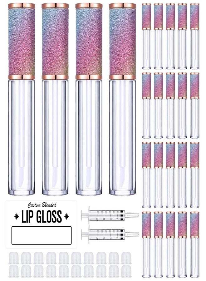 AMORIX 24 Pack Rainbow Lip Gloss Tubes with Wand 5ml Empty Containers + 2pcs Syringes for DIY Lip Balm - Image 1