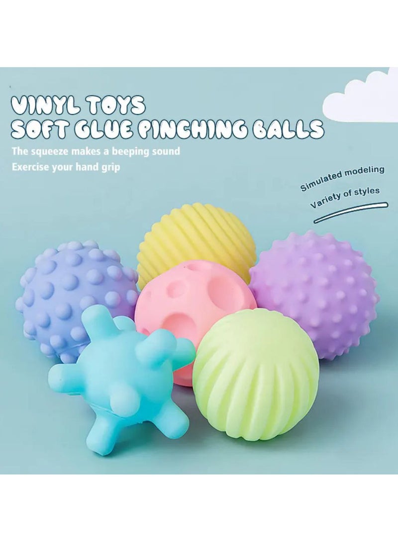Baby Balls for 3-12 Months and Toddlers 1-3 Years Old Squeaky Bath Ball Toy Sensory Ball Toy for Baby Soft Vinyl with (6 Pieces) - Image 1