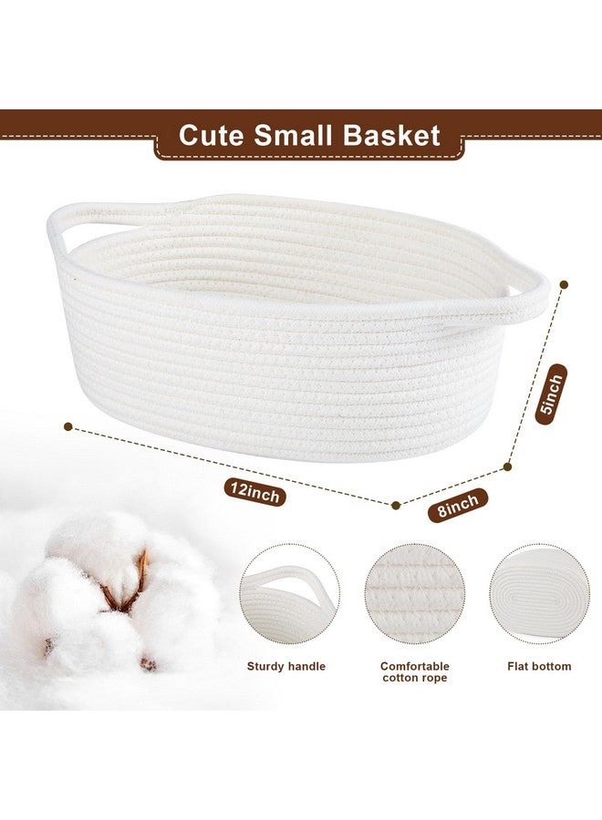 OIAHOMY Gift Basket with Handle, Small Woven Basket with Gift Bag, Ribbon and Wrap Tissue Paper, Nursery Bins Empty to Fill with Small Items, Baby, Pet Toy Organizer - White - Image 4