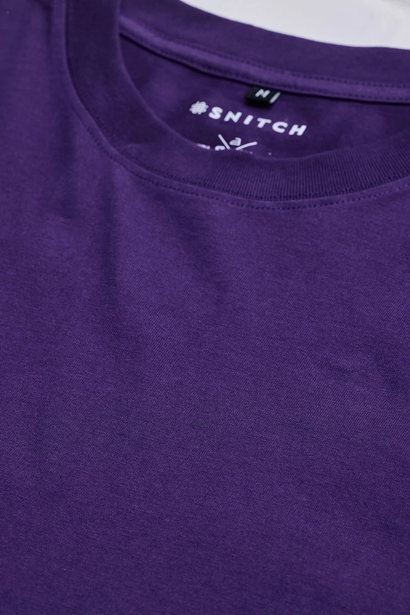 سنيتش Purple Graphic Half Sleeve Oversized Streetwear T-Shirt